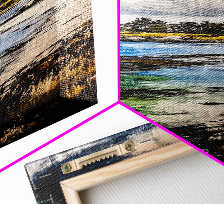 Coastal View, Ocean Serenity, Beach Scene, Tranquil Art, Framed Canvas Print, Living Room Wall Art, Seascape Painting, Nautical Home Decor