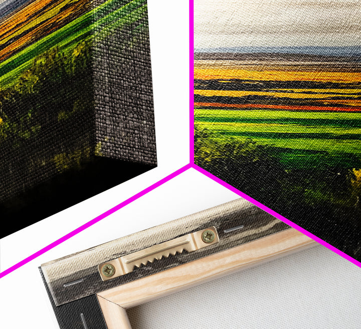 Rolling Fields, Golden Hills, Autumn Landscape, Rustic Home Decor, Living Room Art, Framed Canvas Print, Nature Wall Art