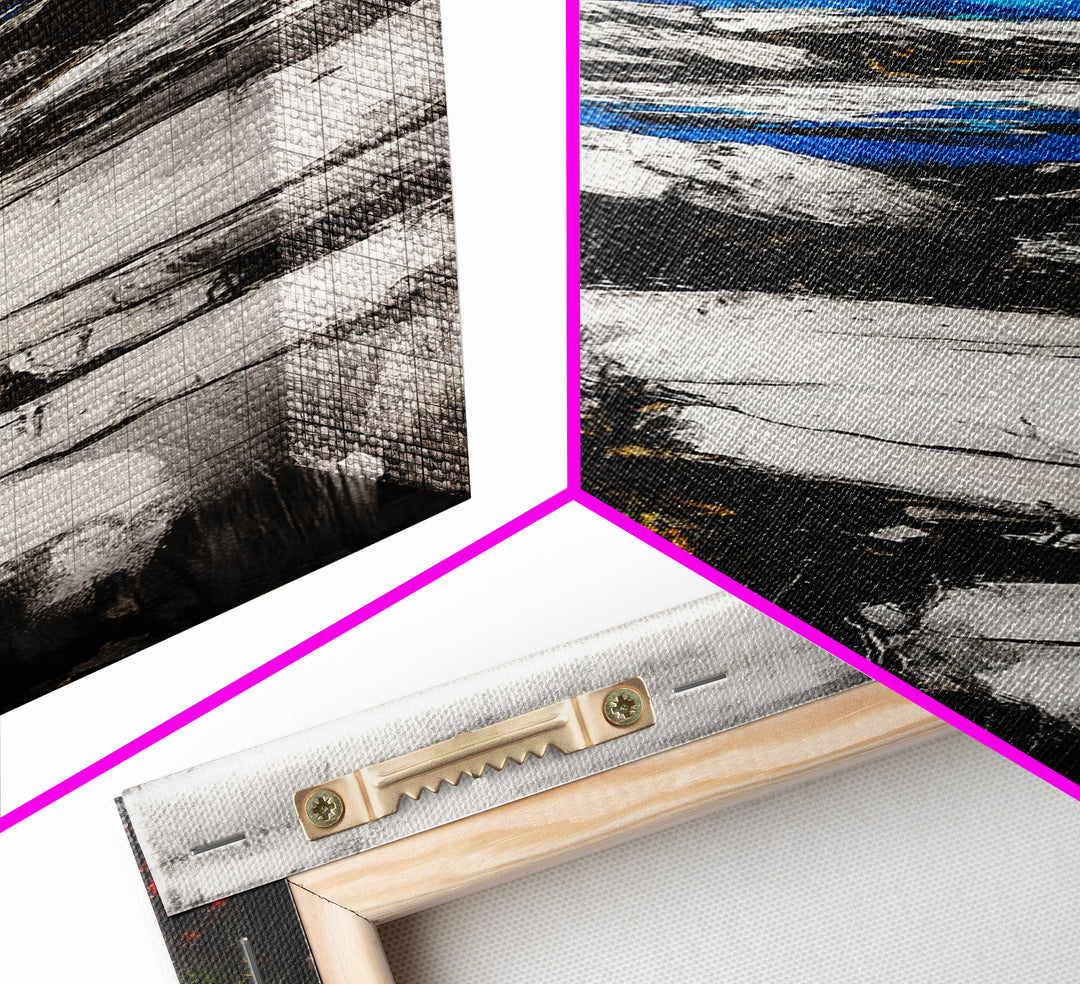 Rocky Coastline, Blue Waters, Seaside View, Framed Canvas Print, Nautical Art, Modern Beach Decor, Living Room Wall Art