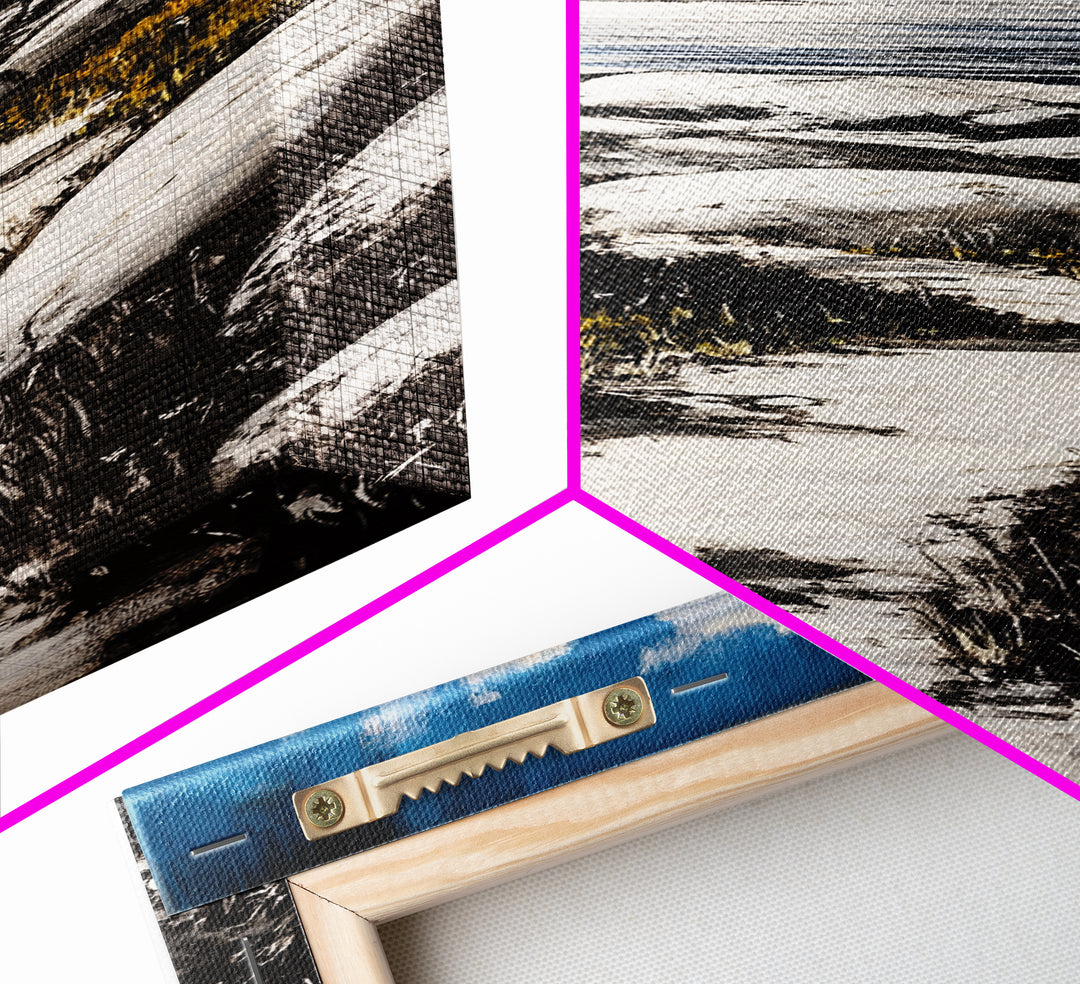 Coastal Landscape, Beach Path Wall Art, Modern Seaside Art, Blue and Black Art, Living Room Decor, Nautical Art, Framed Canvas Print