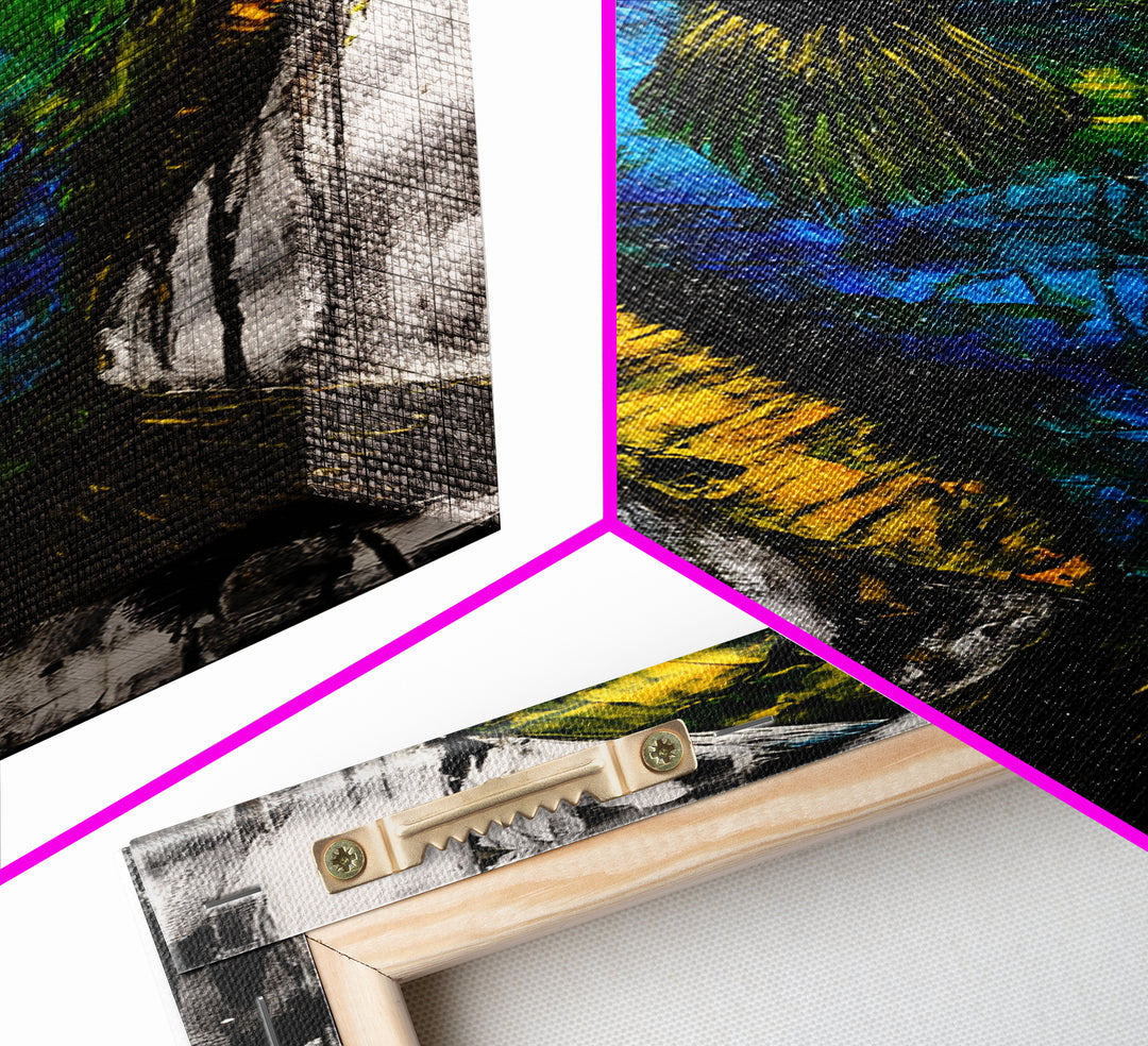 Abstract Fish Art, Coastal Wall Decor, Nautical Home Design, Ocean Themed Painting, Beach House Style, Framed Canvas Print