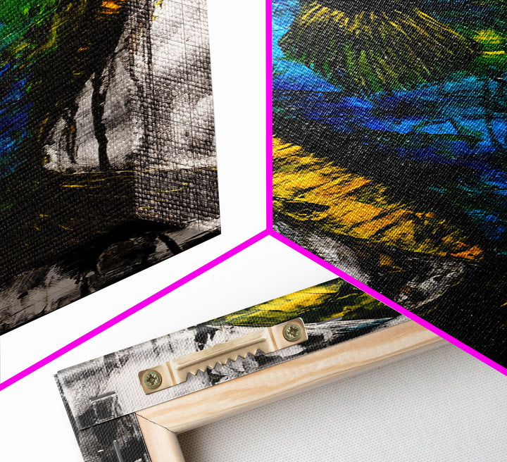 Abstract Fish Art, Coastal Wall Decor, Nautical Home Design, Ocean Themed Painting, Beach House Style, Framed Canvas Print