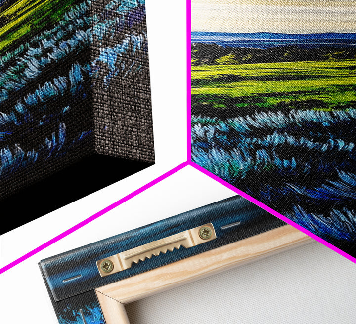 Rolling Hills, Blue and Green Landscape Art, Farmhouse Wall Decor, Modern Countryside Painting, Living Room or Office Art, Canvas Print