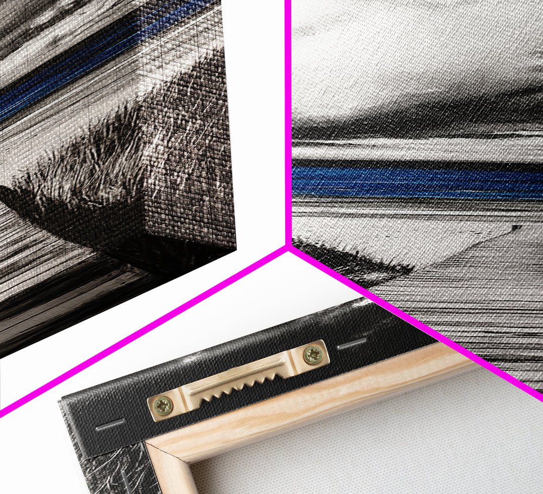 Boardwalk Beach Art, Ocean Landscape Painting, Seaside Home Decor, Modern Coastal Design, Nautical Wall Print, Canvas Print