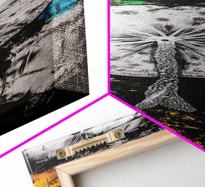 Abstract Mushroom, Black White Art, Modern Wall Decor, Framed Canvas Print, Living Room Art, Minimalist Painting, Unique Gift