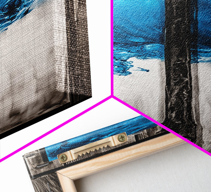 Abstract Metal Art, Modern Industrial Design, Blue and White Wall Decor, Unique Home Statement, Contemporary Style, Canvas Print