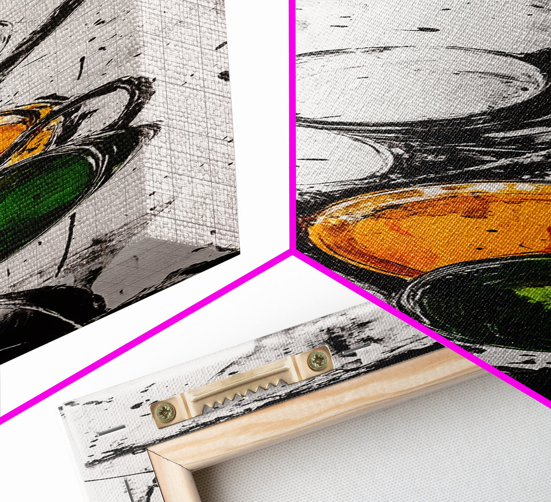 Coffee, Cups, Abstract, Canvas Print, Kitchen Wall Art, Minimalist Coffee Decor, Black and White Modern Art, Cafe Style, Chic Artwork