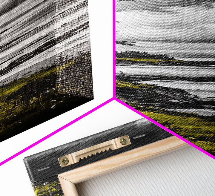 Coastal Cliff, Monochrome Art, Ocean Landscape, Canvas Print, Minimalist Art, Beach House Decor, Black and White Painting, Seaside Art