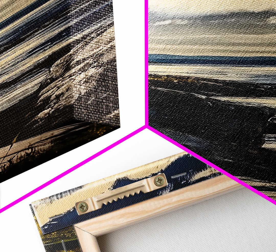 Cliffside View, Coastal Landscape, Nature Wall Art, Tranquil Seascape, Framed Canvas Print, Bedroom Wall Decor, Blue and Green Artwork