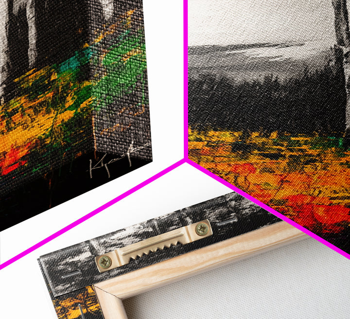 Birch Forest Painting, Mountain Wall Art, Black and White Landscape, Nature Artwork, Cabin Decor, Fall Art, Framed Canvas Print