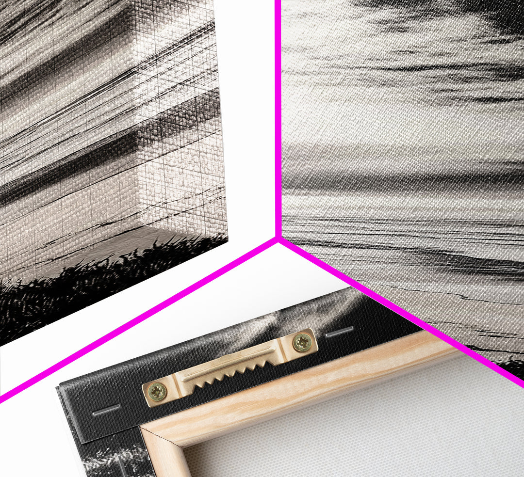 Beach Sunset, Coastal Wall Art, Seascape Painting, Ocean Waves, Framed Canvas Print, Minimalist Decor, Bedroom Wall Art, Gift Idea