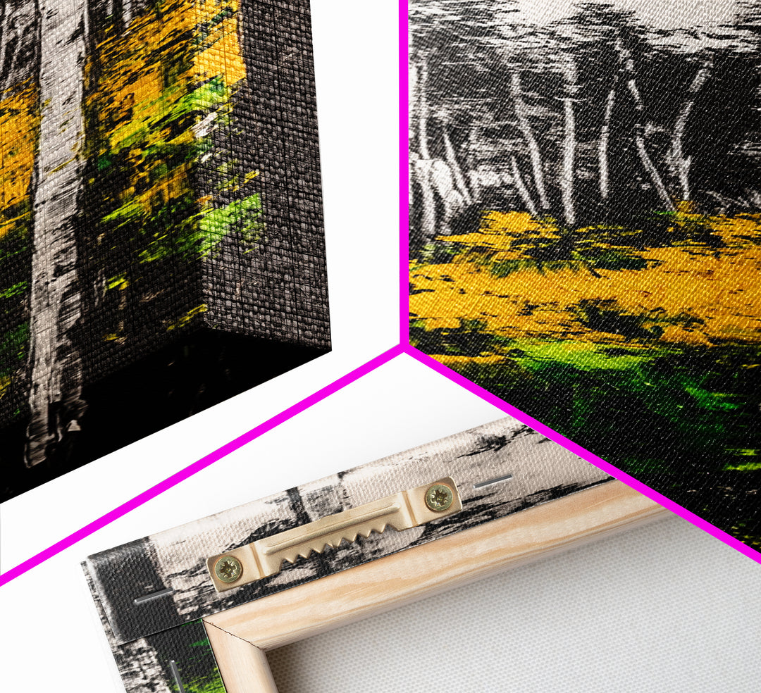 Birch Forest, Black and White Art, Nature Wall Art, Framed Canvas Print, Rustic Woodland, Farmhouse Decor, Living Room Artwork