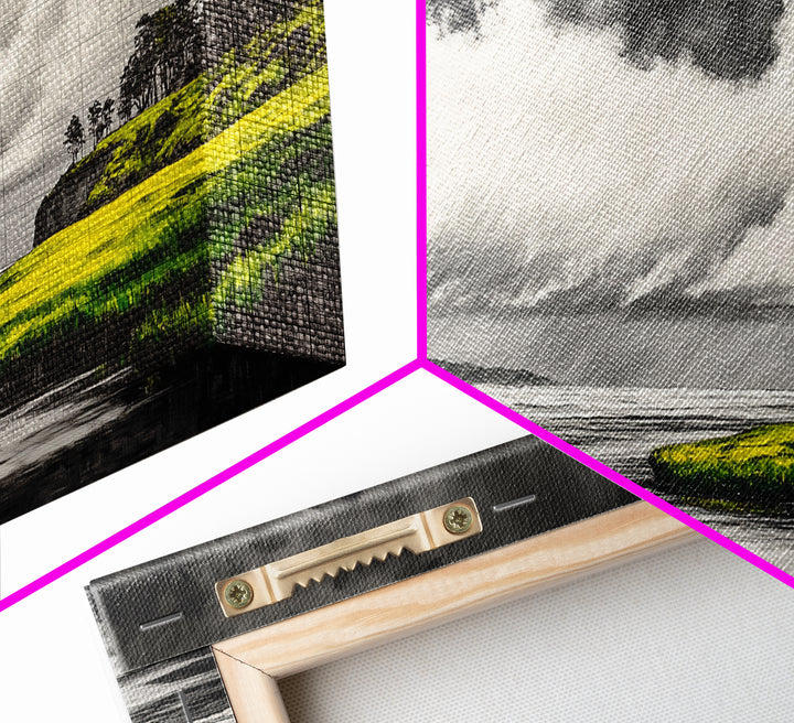 Coastal Storm, Black and White, Dramatic Seascape, Framed Canvas Print, Modern Coastal Art, Minimalist Ocean Wall Art, Large Wall Decor