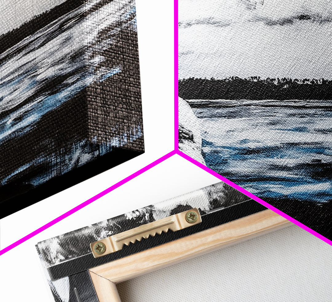 Nautical Art, Coastal Rope, Black and White, Framed Canvas Print, Beach House Decor, Minimalist Wall Art, Modern Ocean Painting