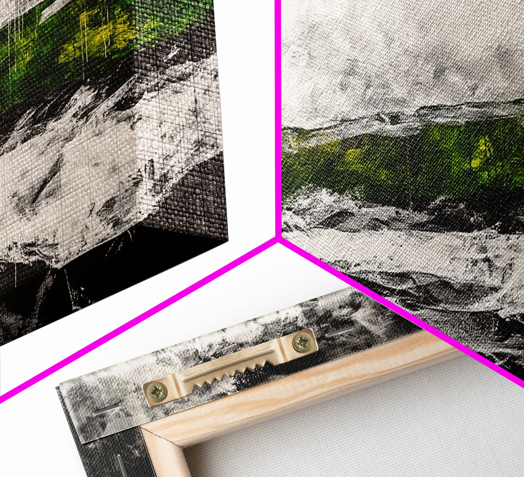 Abstract Expressionism, Black White Green, Dramatic Landscape, Framed Canvas Print, Modern Wall Art, Statement Artwork, Living Room Decor