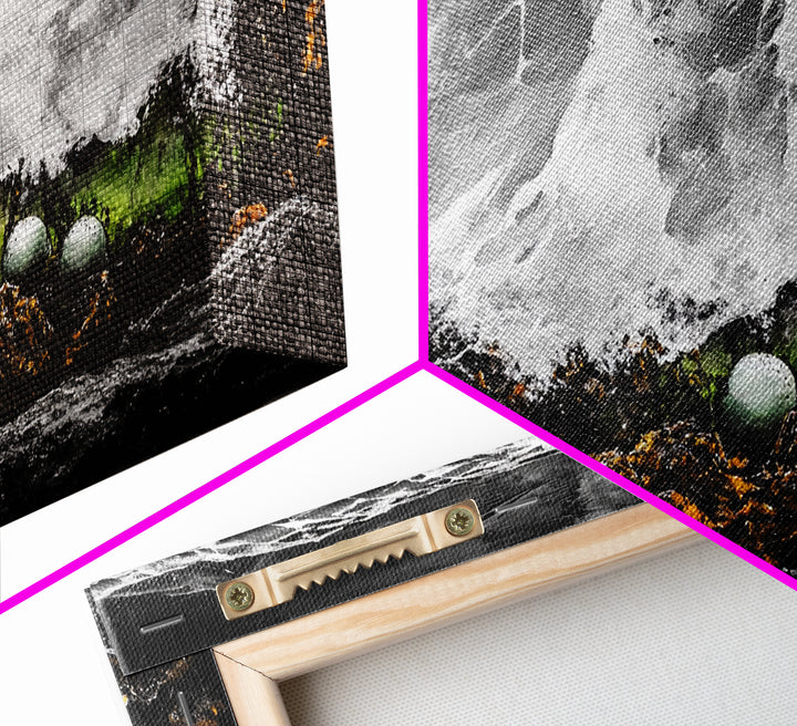 Crashing Waves, Ocean Foam, Textured Seascape, Black and White Art, Coastal Home Decor, Nautical Wall Art, Modern Art, Framed Canvas Print