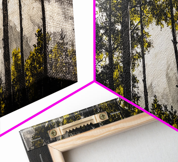 Sunlit Forest, Autumn Trees, Fall Home Decor, Framed Canvas Print, Nature Lover Gift, Cozy Wall Art, Woodland Art