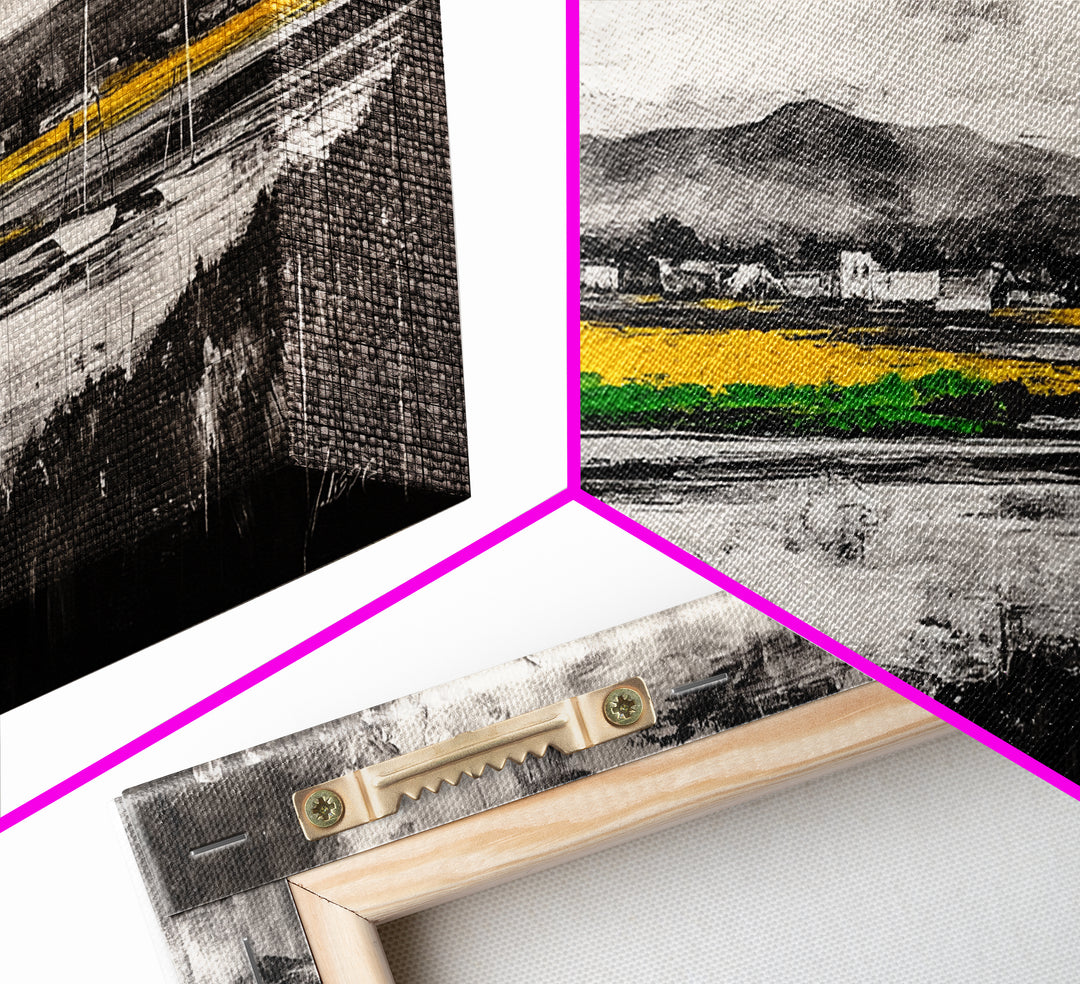 Countryside, Yellow, Landscape, Reflection, Canvas Print, Farmhouse Decor, Rustic Wall Art, Nature Art, Living Room Art, Neutral Home Decor