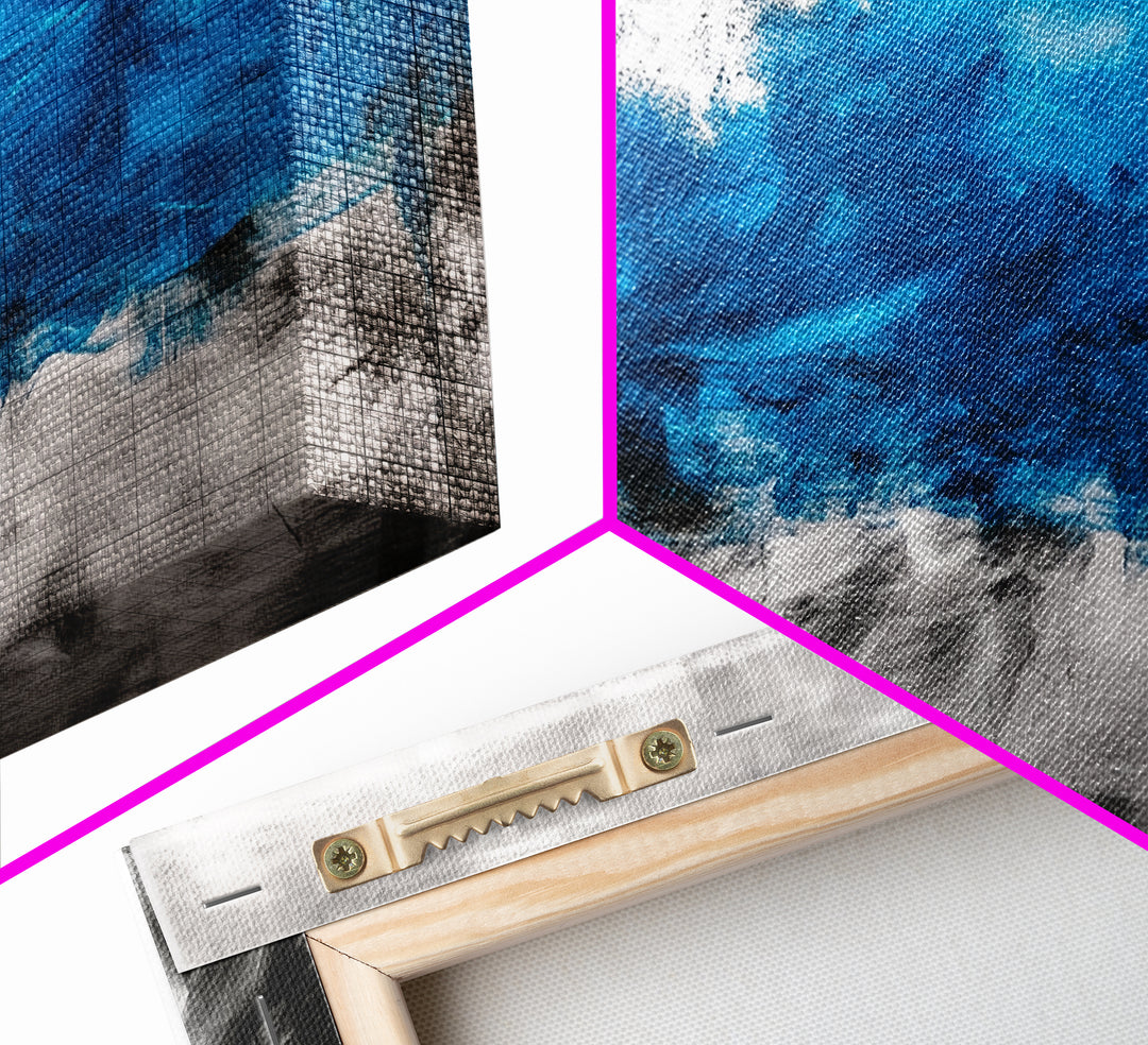 Abstract Ocean, Blue Wave, Coastal Art, Nautical Decor, Living Room Wall Art, Contemporary Seascape, Beach Theme, Framed Canvas Print