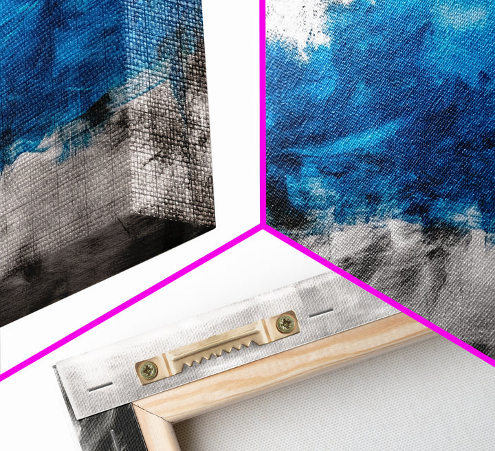 Abstract Ocean, Blue Wave, Coastal Art, Nautical Decor, Living Room Wall Art, Contemporary Seascape, Beach Theme, Framed Canvas Print