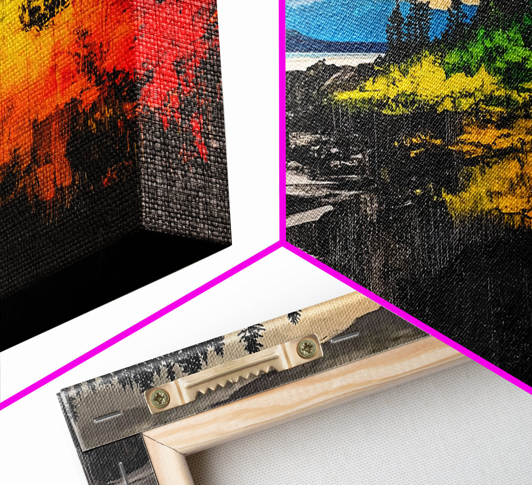 Coastal Sunset, Vibrant Ocean Art, Framed Canvas Print, Modern Landscape Painting, Beach Wall Art, Large Wall Decor, Living Room Art