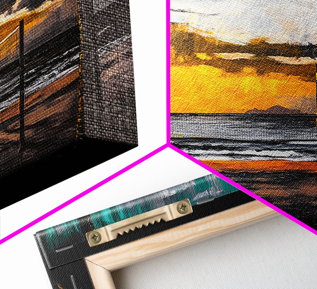 Beach Volleyball, Sunset Seascape, Warm Coastal Decor, Tropical Wall Art, Living Room Artwork, Golden Hour Beach Scene, Framed Canvas Print