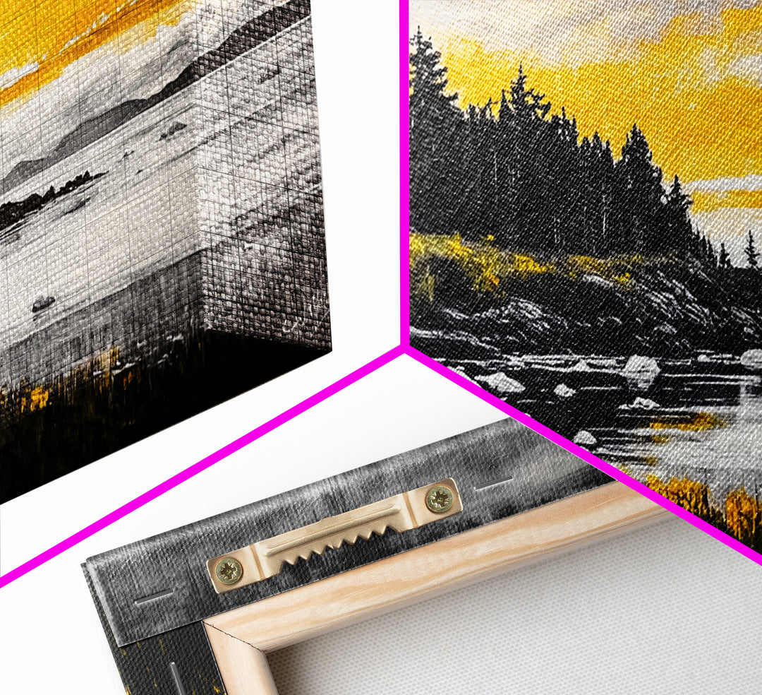 Coastal Landscape Print, Golden Sky Canvas Print, Dramatic Sunset Painting, Nature Wall Art, Living Room Artwork, Framed Canvas Print