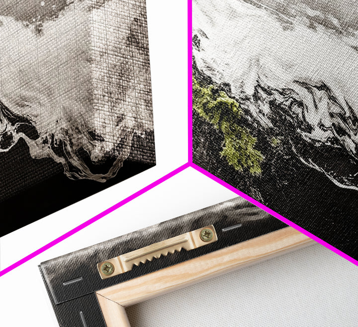 Abstract Ocean Waves, Coastal Wall Art, Modern Seascape Painting, Monochrome Beach Decor, Minimalist Black White Art, Canvas Print