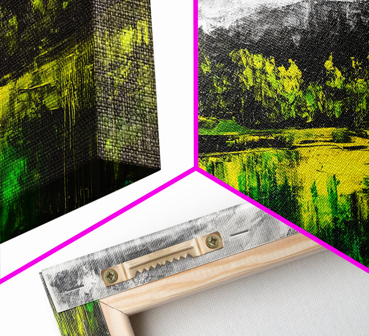 Vibrant Hills, Greenery Landscape, Abstract Painting, Canvas Print, Modern Wall Art, Eclectic Home Decor, Bold Color Palette, Unique Art