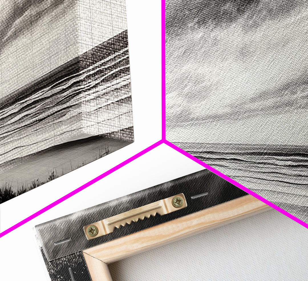 Coastal Storm, Dramatic Beach Scene, Black and White Seascape, Modern Coastal Art, Neutral Wall Decor, Canvas Print, Living Room Art