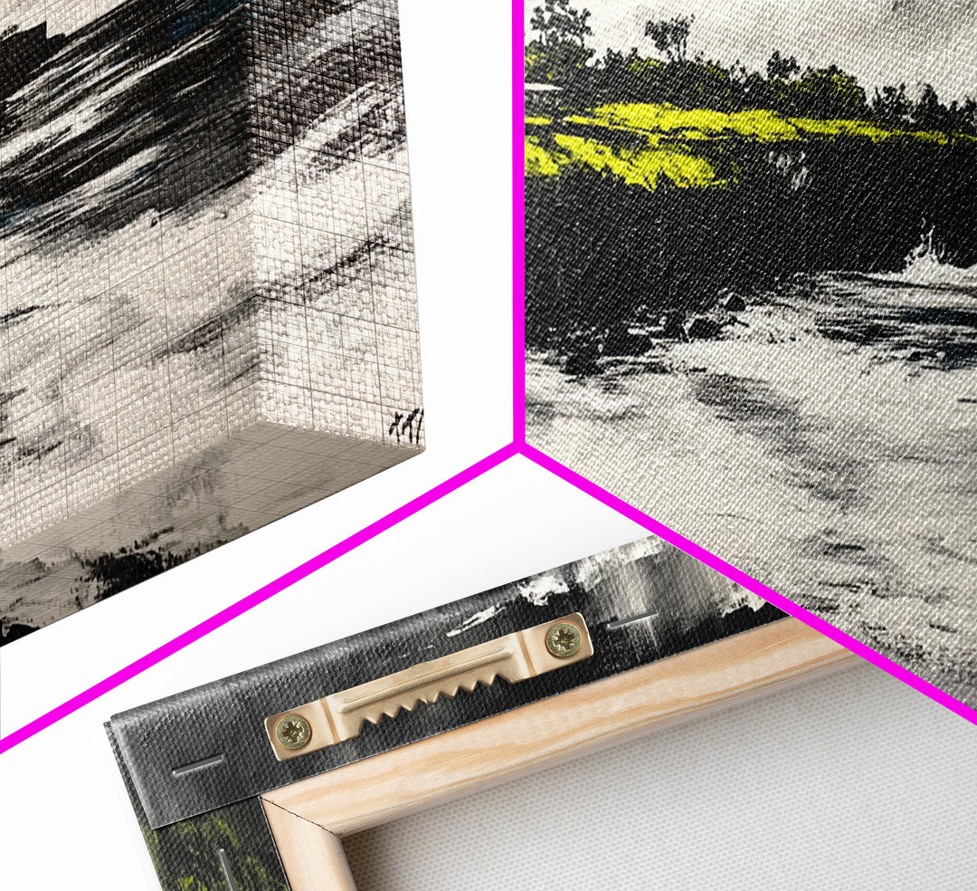 Cliffside Ocean View Landscape, Black and White Seascape, Nautical Wall Decor, Living Room Art, Beach House Scene, Framed Canvas Print