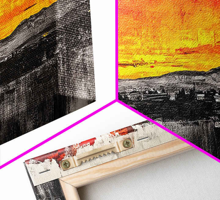 Fiery Sunset, Dramatic Sky, Abstract Landscape, Canvas Print, Modern Art, Bold Wall Decor, Warm Colors, Living Room Accent