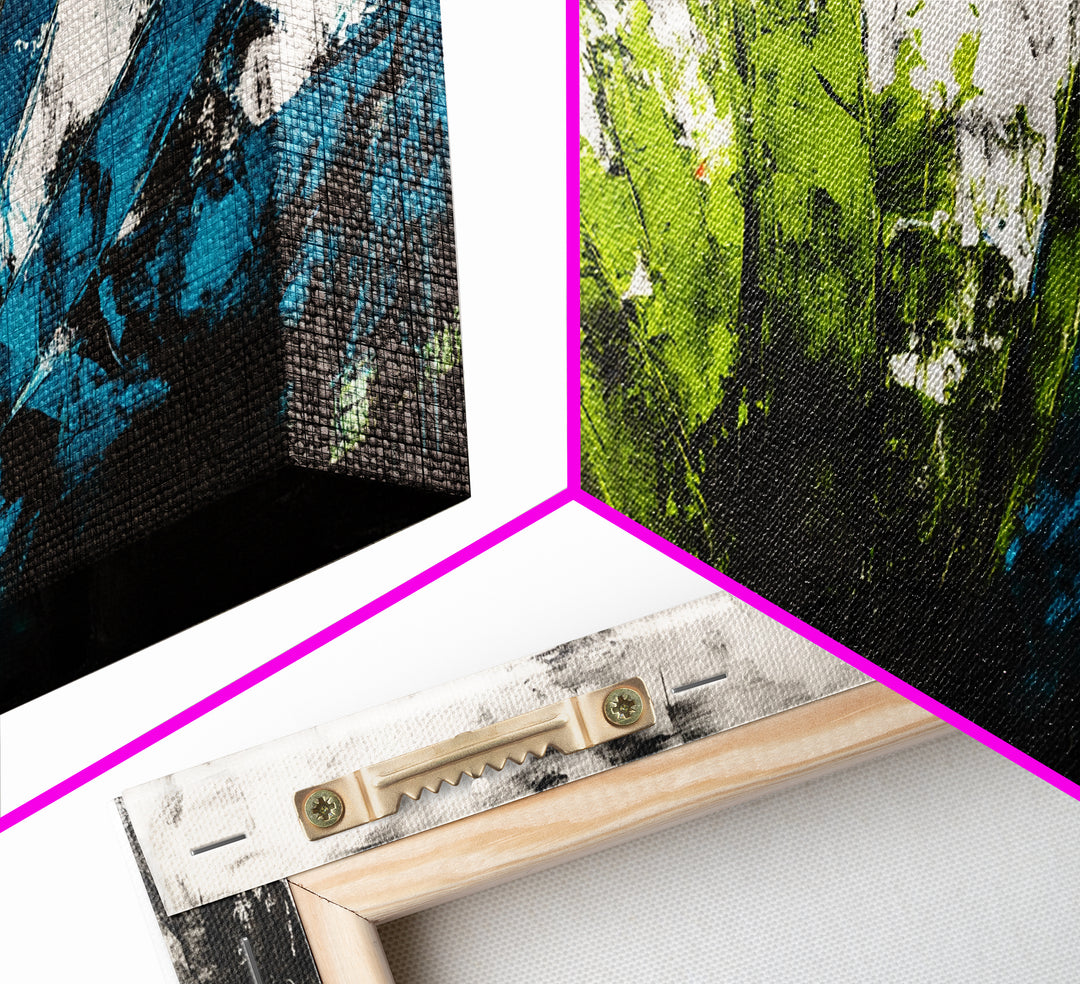 Abstract Brushstrokes, Green Blue, Modern Wall Art, Textured Painting, Large Canvas Print, Office Decor, Boho Aesthetic, Minimalist Art