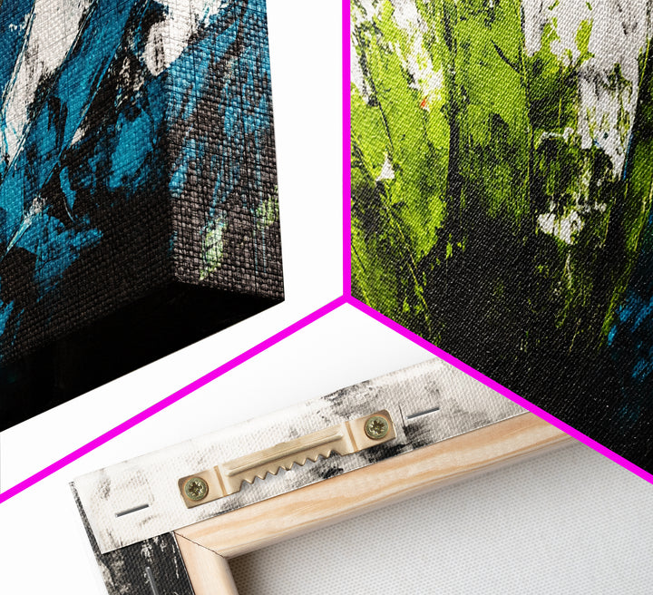 Abstract Brushstrokes, Green Blue, Modern Wall Art, Textured Painting, Large Canvas Print, Office Decor, Boho Aesthetic, Minimalist Art