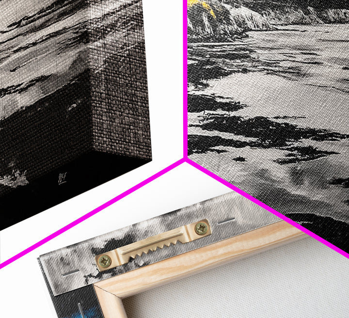 Coastal Landscape, Black White, Ocean View Art, Beach Canvas Print, Living Room Wall Art, Seascape Painting, Nautical Decor, Large Art