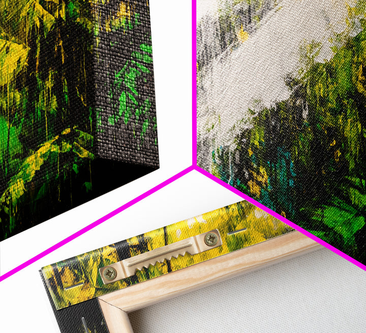 Abstract Jungle, Green Yellow, Tropical Rainforest, Canvas Print, Modern Nature Wall Art, Framed Painting, Boho Home Decor, Textured Art