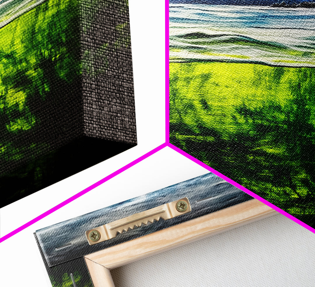 Coastal Reflection, Ocean Shore, Tranquil Seascape, Minimalist Beach Art, Nature Landscape Painting, Bedroom Wall Art, Framed Canvas Print