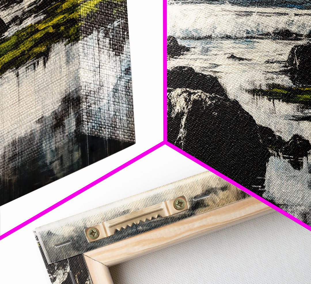 Rocky Coastline, Ocean Waves, Moody Seascape, Canvas Print, Nautical Wall Art, Monochrome Landscape, Bedroom Wall Art, Nature Aesthetic