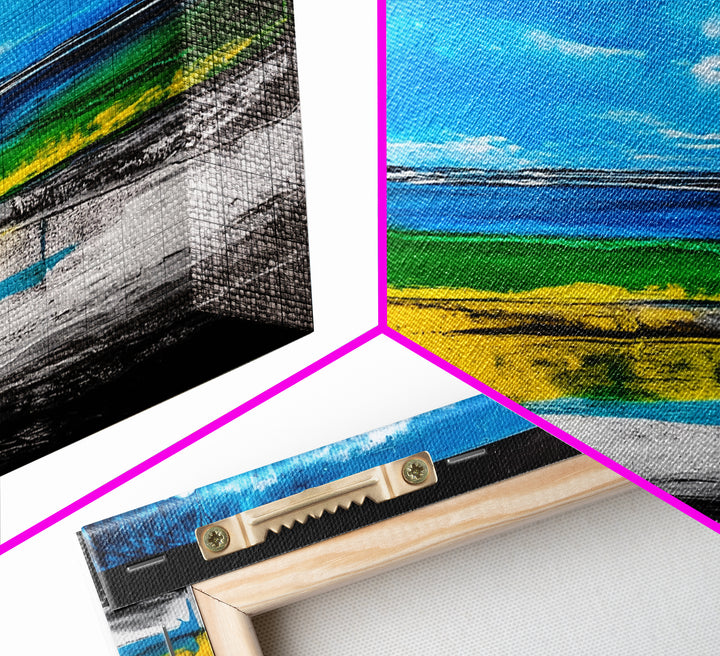 Bright Coastal, Blue and Green Ocean, Abstract Beach Art, Canvas Print, Modern Seaside Decor, Living Room Wall Art, Large Wall Art