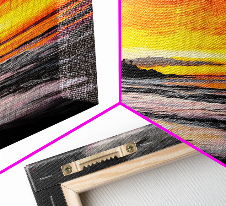 Beach Sunset, Coastal Art, Vibrant Seascape, Bold Canvas Print, Tropical Wall Art, Living Room Decor, Sunset Painting, Abstract Art