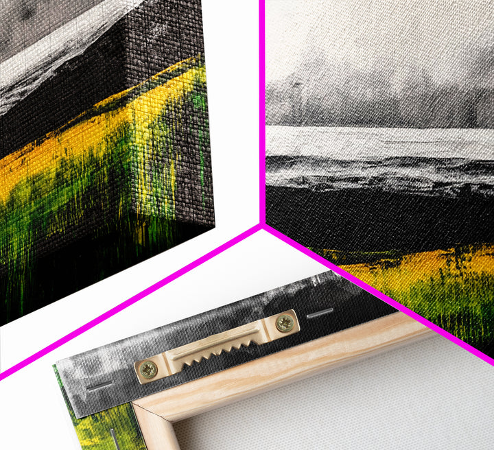 Abstract Coastal Art, Ocean Horizon, Dramatic Sky, Framed Canvas Print, Large Wall Art, Modern Living Room Decor, Beach House Art