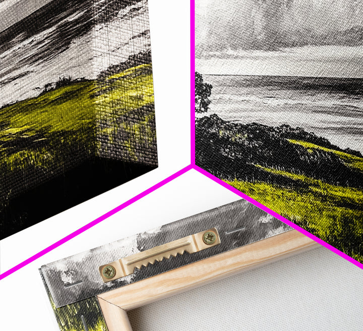 Coastal Landscape, Ocean View, Sunset Wall Art, Seaside Decor, Modern Seascape, Framed Canvas Print, Living Room Wall Art, Beach Painting