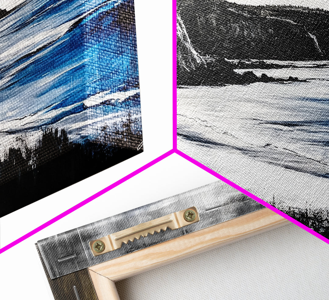 Cliffside Coast, Dramatic Seascape, Black and White Landscape, Ocean View, Modern Art, Living Room Decor, Framed Canvas Print, Coastal Home