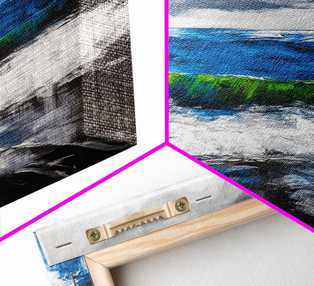 Blue Ocean, Stormy Seascape, Modern Coastal Art, Contemporary Painting, Large Beach Wall Art, Bedroom Decor, Framed Canvas Print, Gift Idea