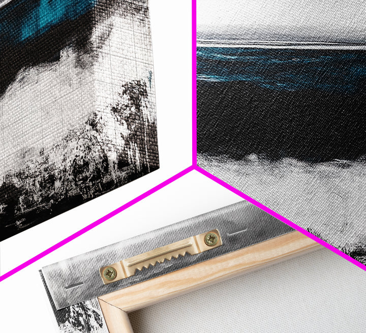 Ocean Horizon, Moody Seascape, Black and White Waves, Framed Canvas Print, Modern Coastal Wall Art, Beach House Decor, Minimalist Art