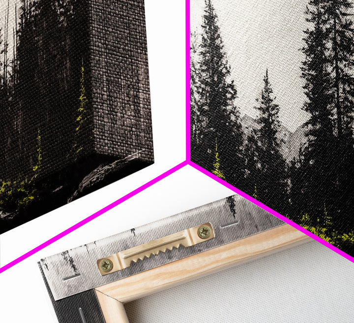 Black Forest, Dark Landscape, Modern Wall Art, Minimalist Nature, Moody Trees, Framed Canvas Print, Living Room Decor, Rustic Cabin Art