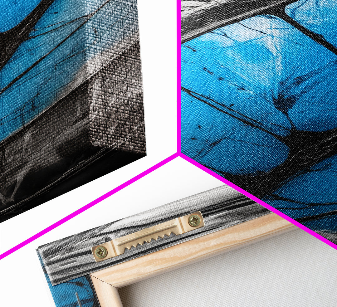 Butterfly Wing Close-up, Nature Photography, Framed Canvas Print, Rustic Wall Art, Minimalist Decor, Blue Abstract Art, Bedroom Wall Decor