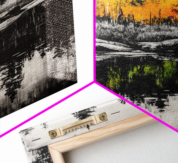 Autumn Reflection, Fall Forest Art, Lake Landscape, Vibrant Trees, Seasonal Painting, Warm Home Decor, Canvas Print