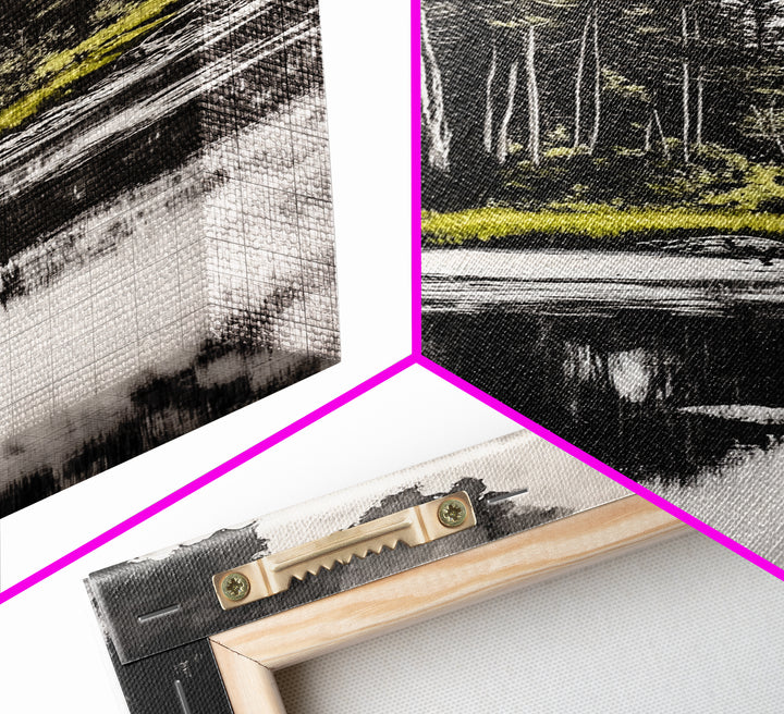 Coastal Serenity, Black and White Wall Art, Ocean Waves, Minimalist Landscape, Nautical Home Decor, Modern Art, Framed Canvas Print