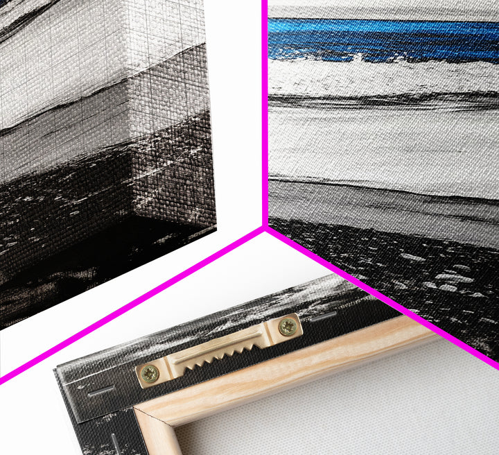 Coastal Shore, Beach Wall Art, Minimalist Seascape, Ocean Waves, Black and White Art, Nautical Decor, Relaxing Home Art, Canvas Print